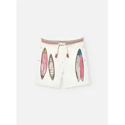 Bermuda En Coton Avec Dessin Frontal Beige