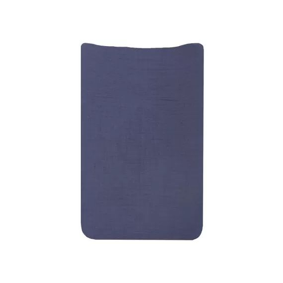 Housse de matelas à langer en coton bleu marine (50 x 70 cm)