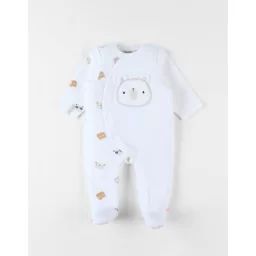 Pyjama 1 Pièce Ours En Velours Blanc