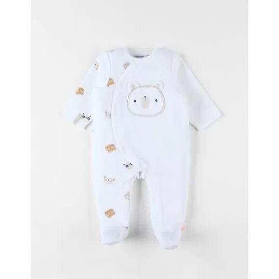 Pyjama 1 Pièce Ours En Velours Blanc