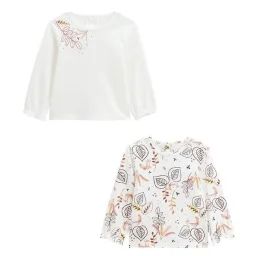 Lot De 2 T-shirts Bébé Fille Manches Longues Léonie Blanc