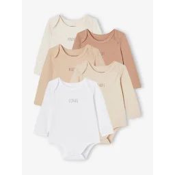 Lot 5 bodies manches longues BASICS bébé emmanchures US en coton bio lot blanc