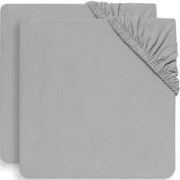 Lot de 2 draps housses de berceau gris (40 x 80 cm)