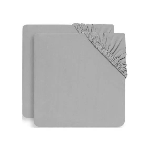 Lot de 2 draps housses de berceau gris (40 x 80 cm)