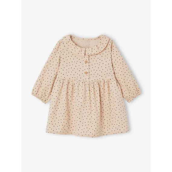 Robe à collerette en velours milleraies bébé beige