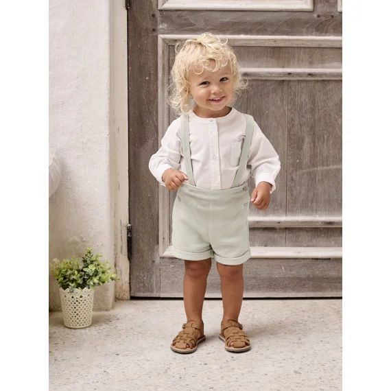 Ensemble cérémonie chemise + short bébé vert sauge