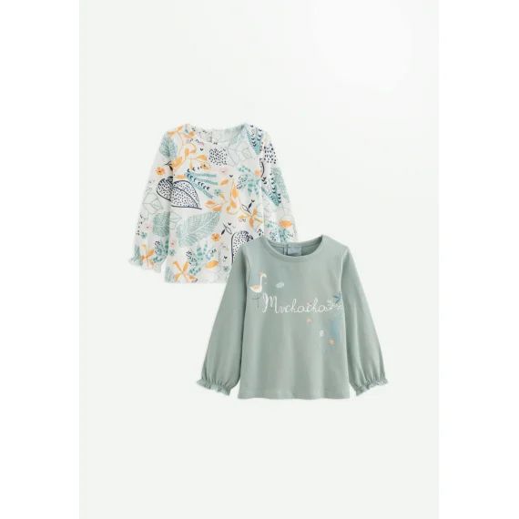 Lot De 2 T-shirts Enfant Manches Longues Holamuchacha Bleu