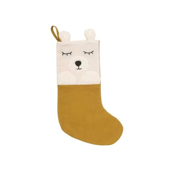 Chaussette de Noël Ours moutarde