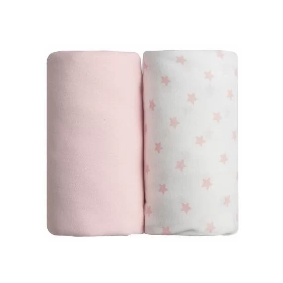 Lot de 2 draps housses étoile rose (70 x 140 cm)