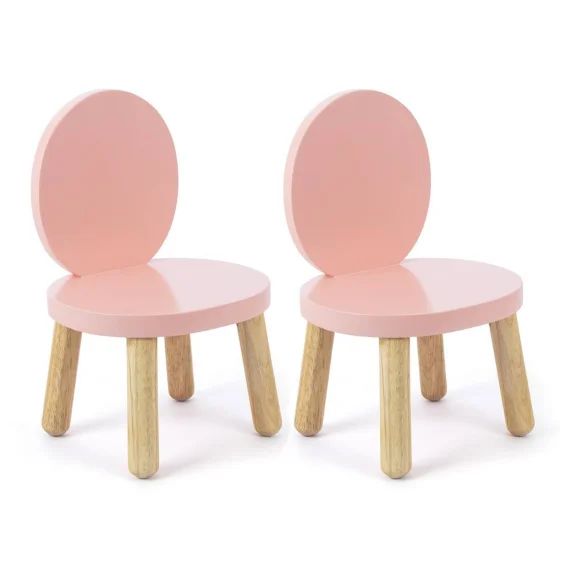Lot De 2 Ma Première Chaise Enfant Ovaline 1-4 Ans Rose Et Bois Naturel