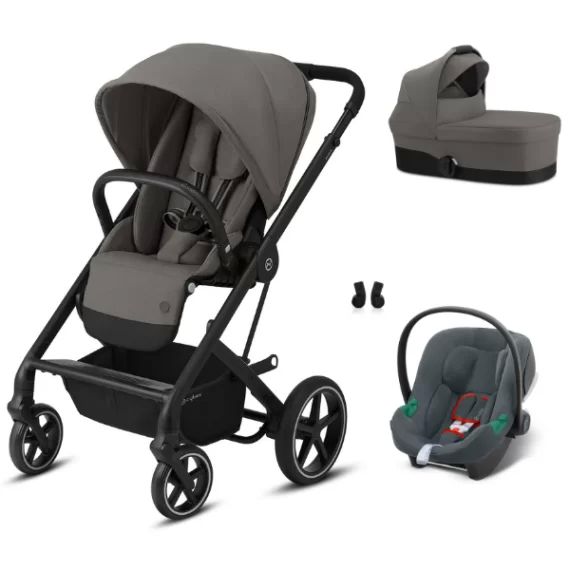 Poussette Cybex Balios S Lux – Châssis Black + Nacelle S – Soho Grey + Aton B2 i-Size – Steel Grey (2022)