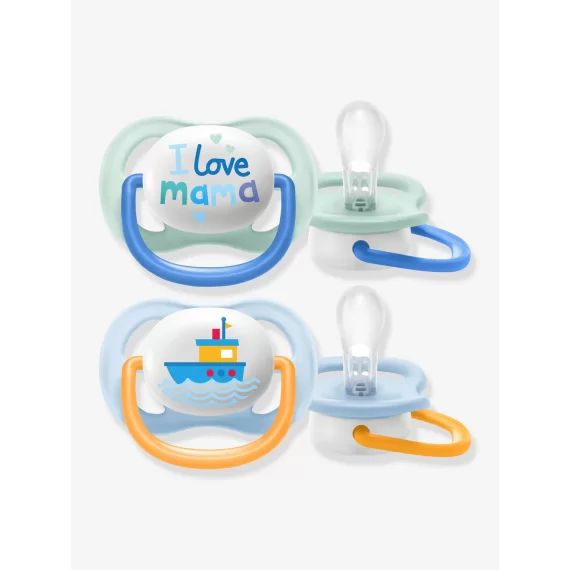 Lot de 2 sucettes Ultra air animals 1er âge Philips AVENT i love mama + bateau