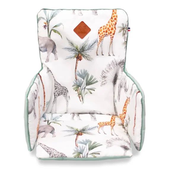 Coussin De Chaise Haute Réversible Safari Blanc Imprimé Safari