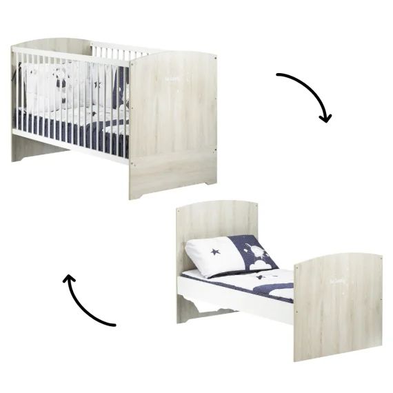 Lit bébé évolutif Little Big Bed Smile hêtre cendré (70 x 140 cm)