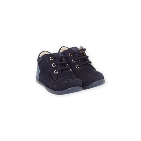 Bottillons Bicolore En Croûte De Cuir Bleu – Marine