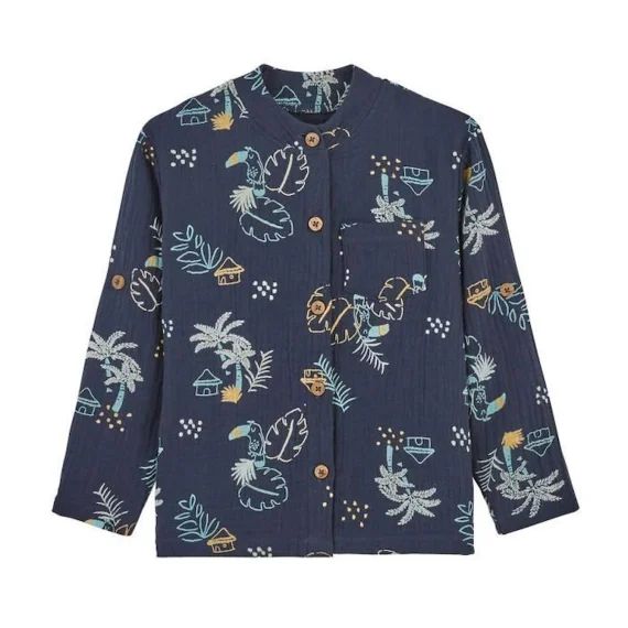 Chemise Bébé Garçon En Gaze De Coton Athi Bleu