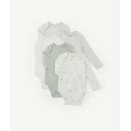 Lot de 5 bodies bébé garçon en coton bio vert d&rsquo;eau –  – Soldes