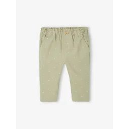 Pantalon paperbag en velours bébé vert d’eau