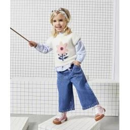 Pull sans manches bébé fille écru avec marguerite –  – Soldes