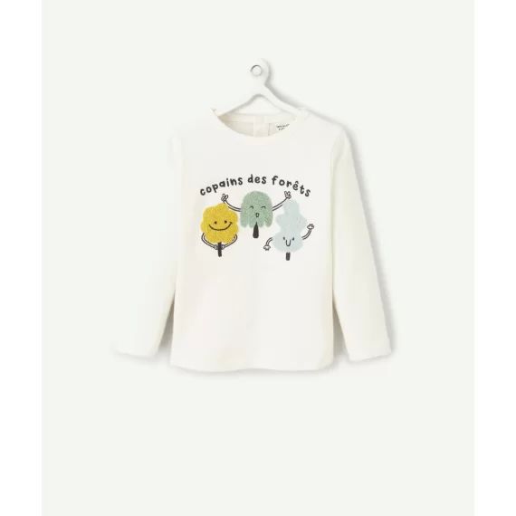 T-shirt en coton bio bébé garçon avec message et motifs en bouclettes