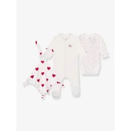 Dors-bien + body + doudou cœur PETIT BATEAU blanc