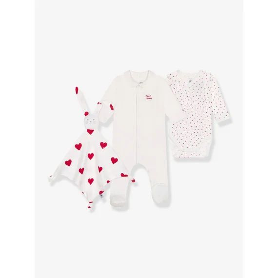 Dors-bien + body + doudou cœur PETIT BATEAU blanc