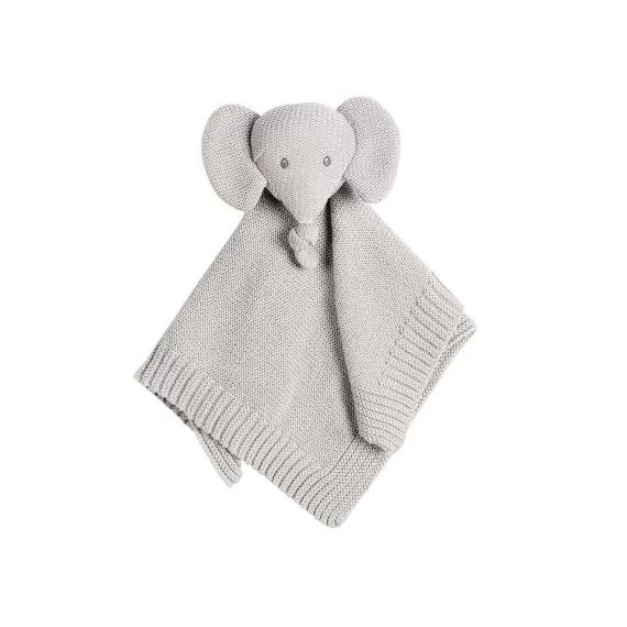 Doudou plat en tricot Tembo l&rsquo;éléphant gris