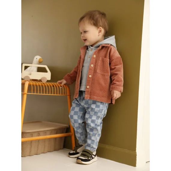 Jean bébé imprimé damier stone