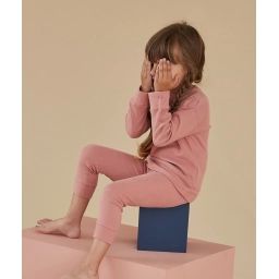 Le legging évolutif côtelé vieux rose en coton pima –  – Soldes
