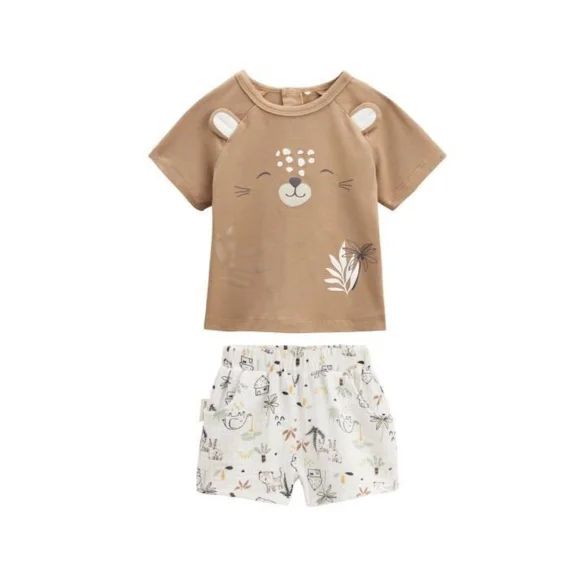 Ensemble Bébé T-shirt Et Short En Gaze De Coton Yao Marron
