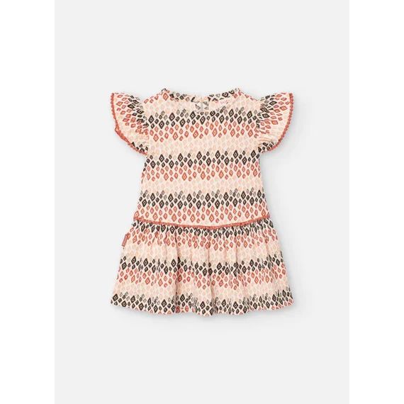 Robe À Manches Courtes Avec Imprimé Ethnique Multicolore