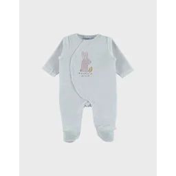 Pyjama Bébé En Velours À Broderie Lapin Turquoise