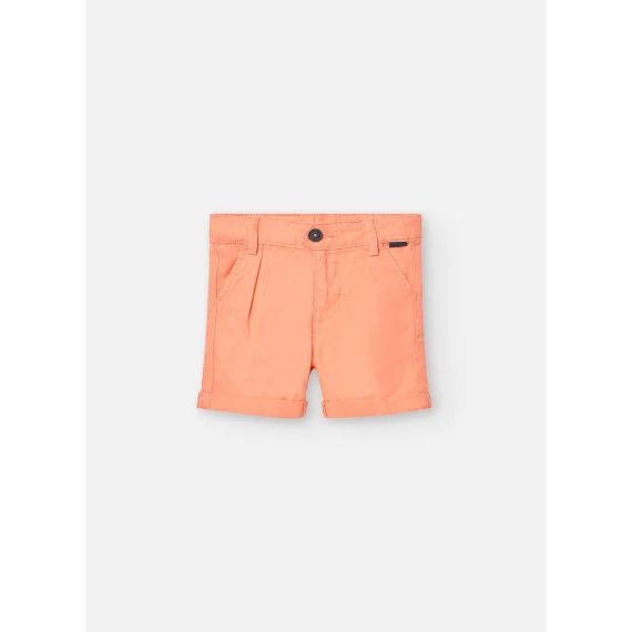Bermuda Uni Avec Pinces Et Fermeture À Bouton Orange