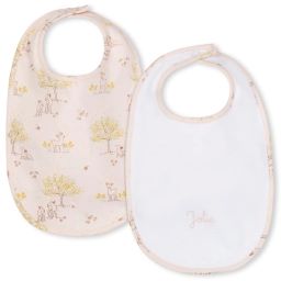 Lot de 2 bavoirs en coton Fille Rose