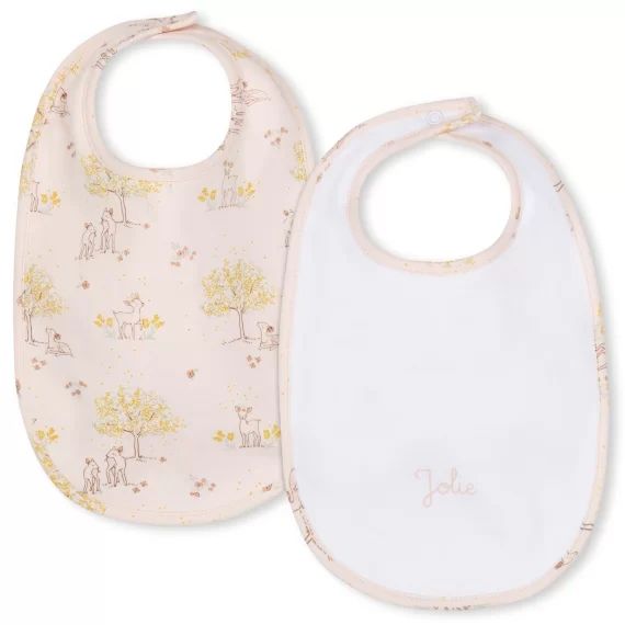 Lot de 2 bavoirs en coton Fille Rose
