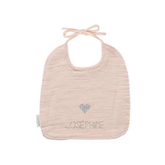 Bavoir à nouer Beige rosé (personnalisable)
