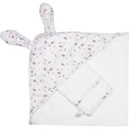 Cape de bain + gant Rose et Lili (70 x 70 cm)