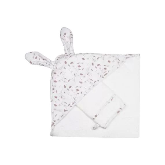 Cape de bain + gant Rose et Lili (70 x 70 cm)