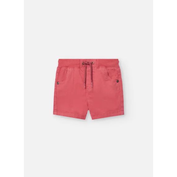 Bermuda Uni En Coton Avec Cordon De Serrage Rouge