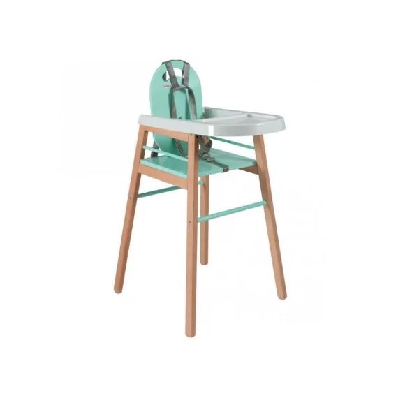 Chaise haute Lili bois et laque vert d&rsquo;eau