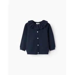 Gilet En Maille Avec Col Volant Bleu Foncé