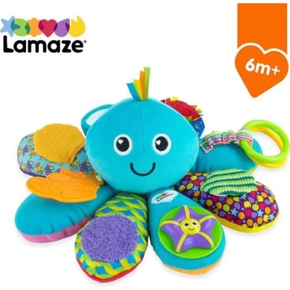 Pieuvre Multi-Activités – TOMY – Anneaux, Miroir, Anneau de dentition, Bruits rigolos et Pouët-pouët bleu