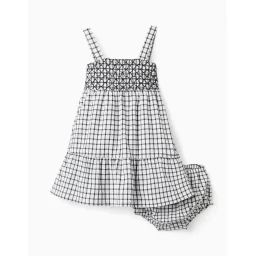 Robe + Bloomer À Motif Vichy Gris Foncé
