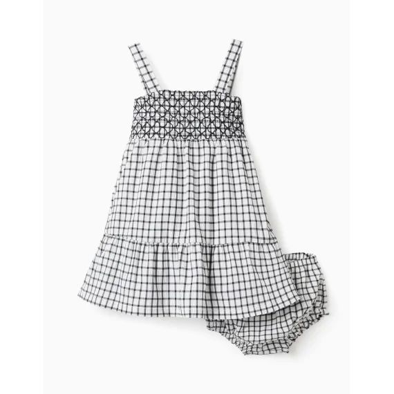 Robe + Bloomer À Motif Vichy Gris Foncé
