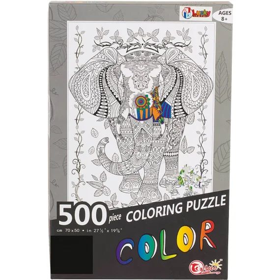 Puzzle 500 Pièces À Colorier Éléphant Multicolore