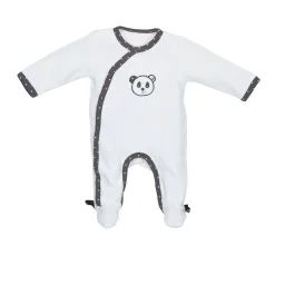Pyjama Bébé À Manches Longues En Velours Blanc/noir