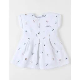 Robe Imprimé Fleuri En Crêpe De Coton Blanc