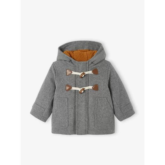 Manteau duffle-coat bébé avec capuche gris chine