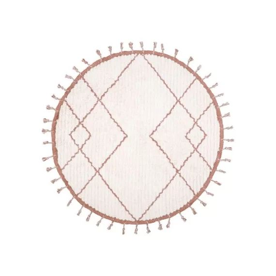 Tapis lavable rond Côme écru et liège (120 cm)