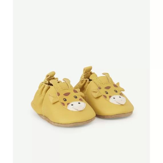Chaussons en cuir girafe jaune bébé –  – Soldes